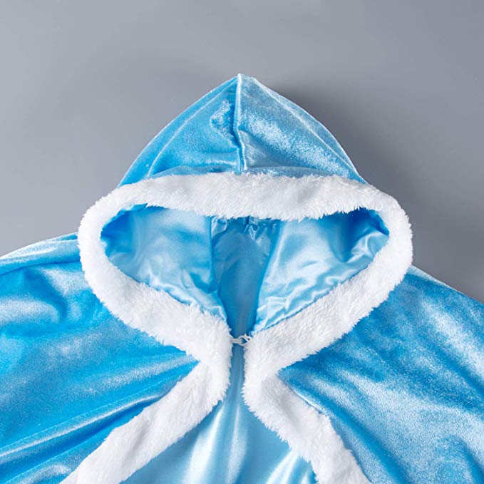 Fur Princess Hooded Cape Cloaks Costume for Girls Dress Up