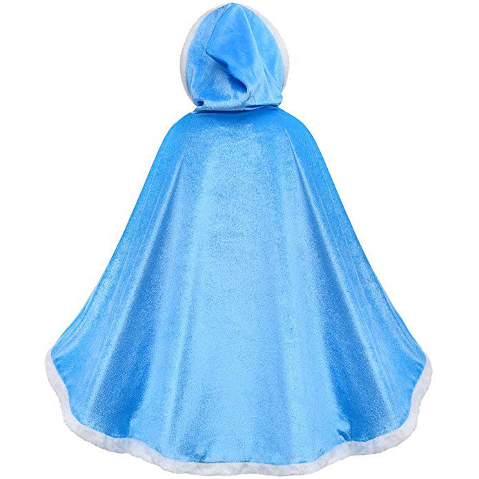 Fur Princess Hooded Cape Cloaks Costume for Girls Dress Up