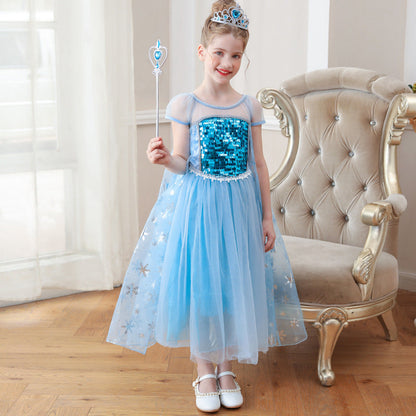 Princess Elsa Dress Kids Elsa Cosplay Costume Birthday Dress up Outfits