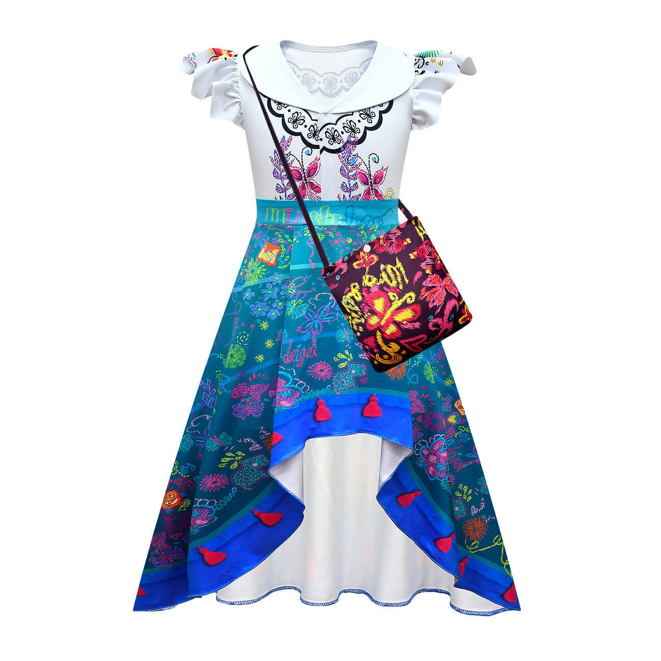 Girls Mirabel Madrigal Dress High Low Iregular Hem Fashion Costume for Kids