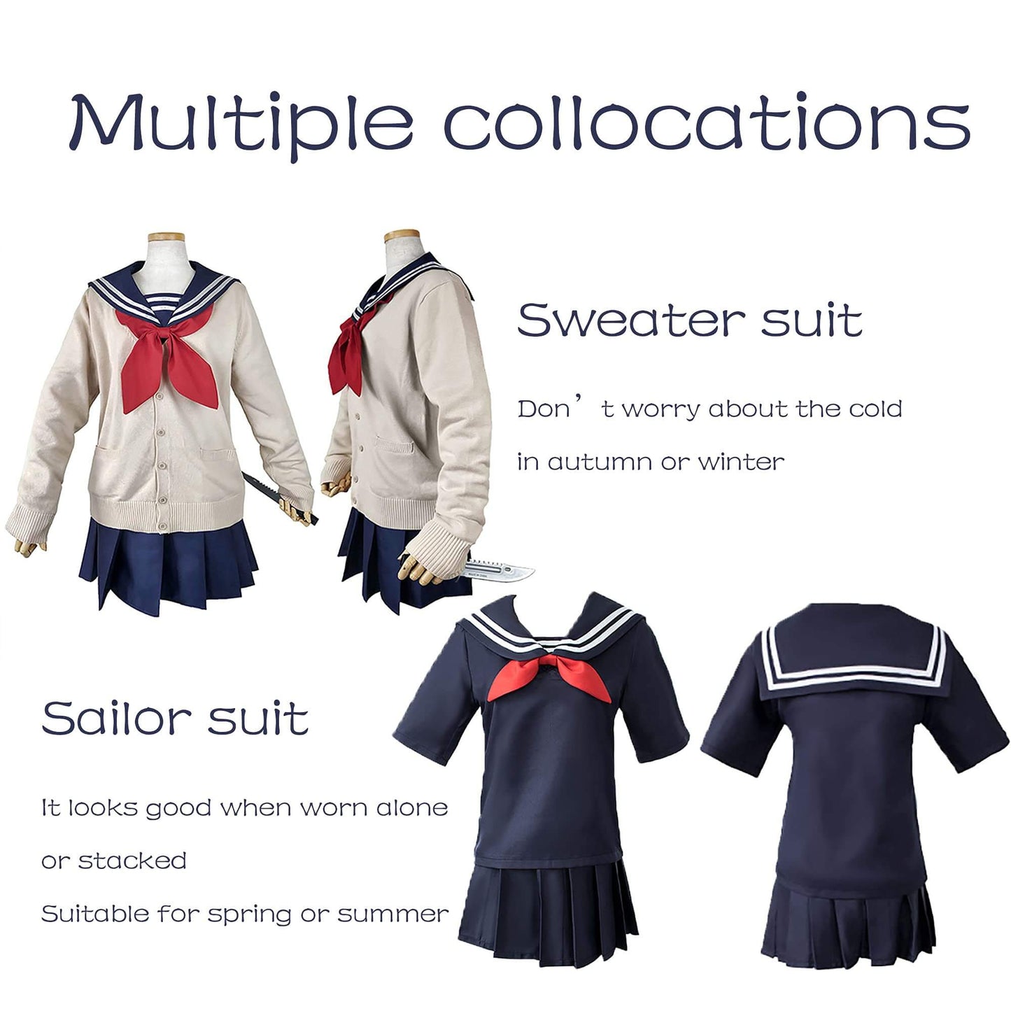 Himiko Toga Costume Sweater Sailor Dress Full Set Japanese Manga Cosplay Uniform