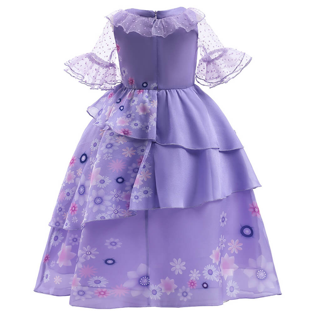 Kids Isabela Dress Chiffon Flower Princess Costume Madrigal Cosplay Outfits