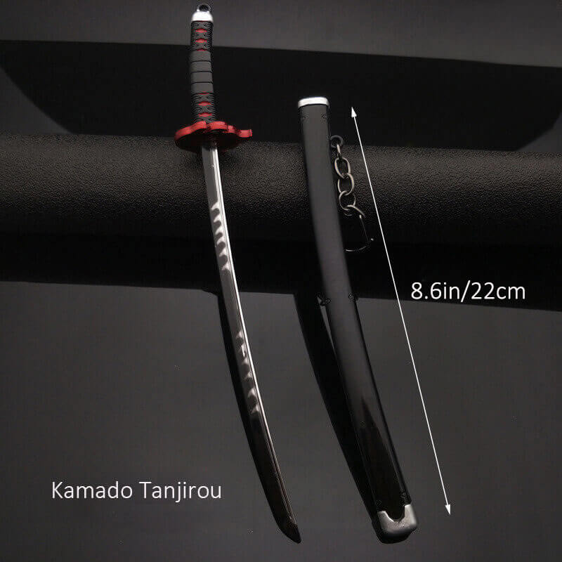 8.6" Anime Sword Tanjiro Zenitsu Cosplay Props With Sheath Keychain