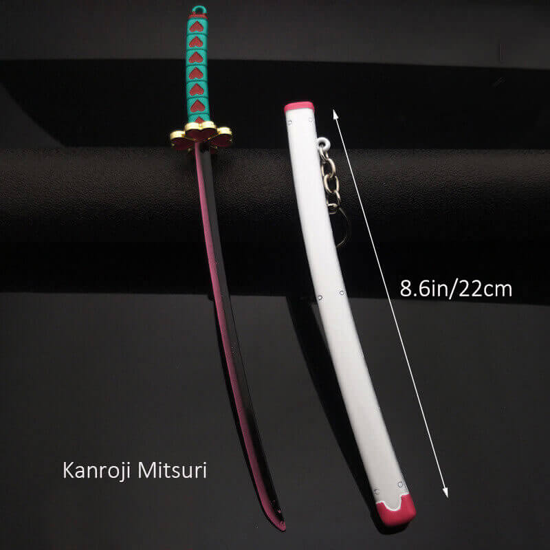 8.6" Anime Sword Tanjiro Zenitsu Cosplay Props With Sheath Keychain