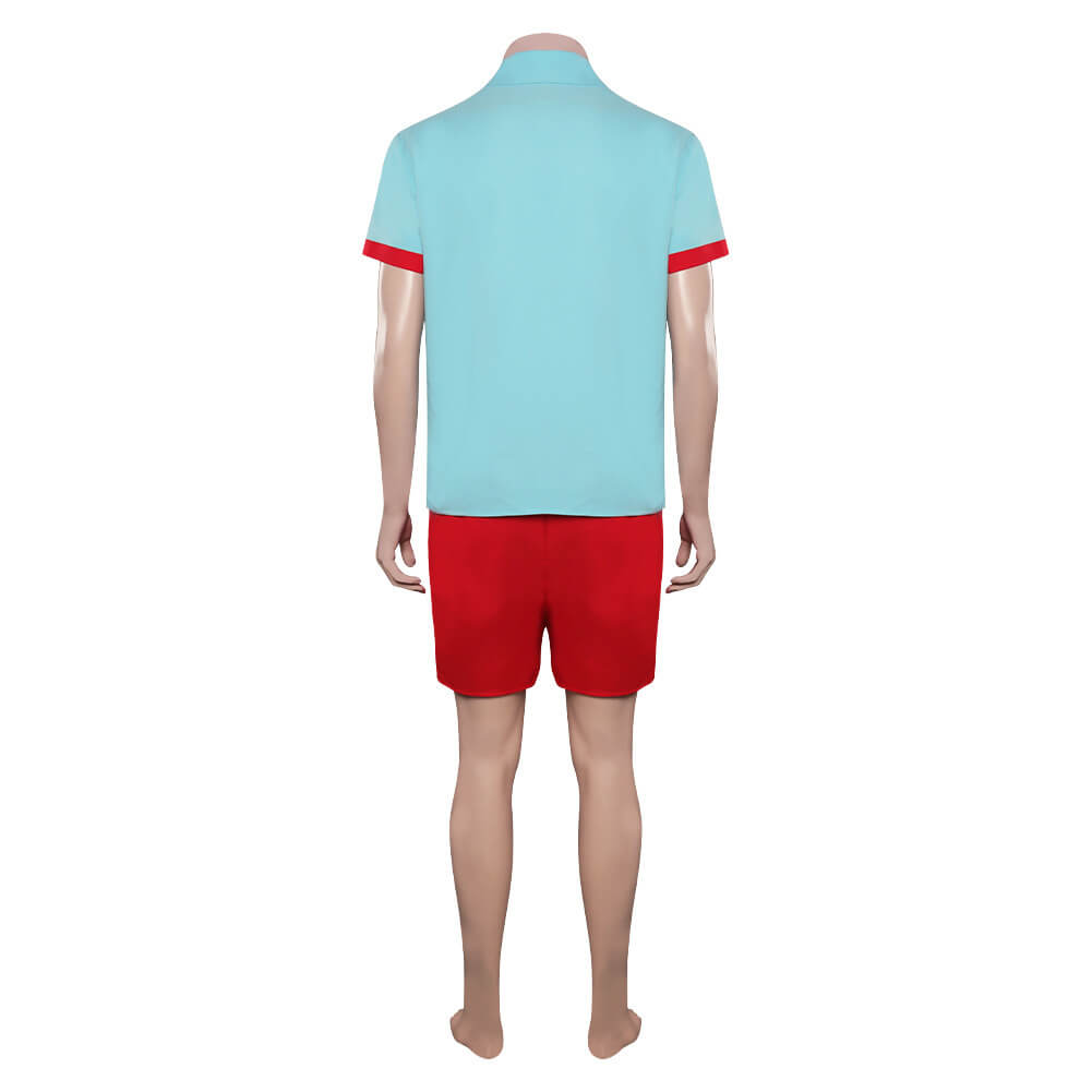 Ken Blue Shirt and Red Shorts Ryan Gosling Costume Men's Beach Vacation Outfit