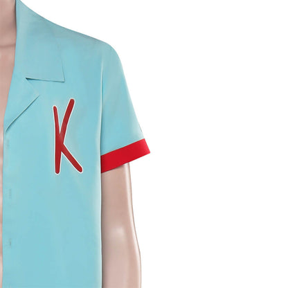 Ken Blue Shirt and Red Shorts Ryan Gosling Costume Men's Beach Vacation Outfit