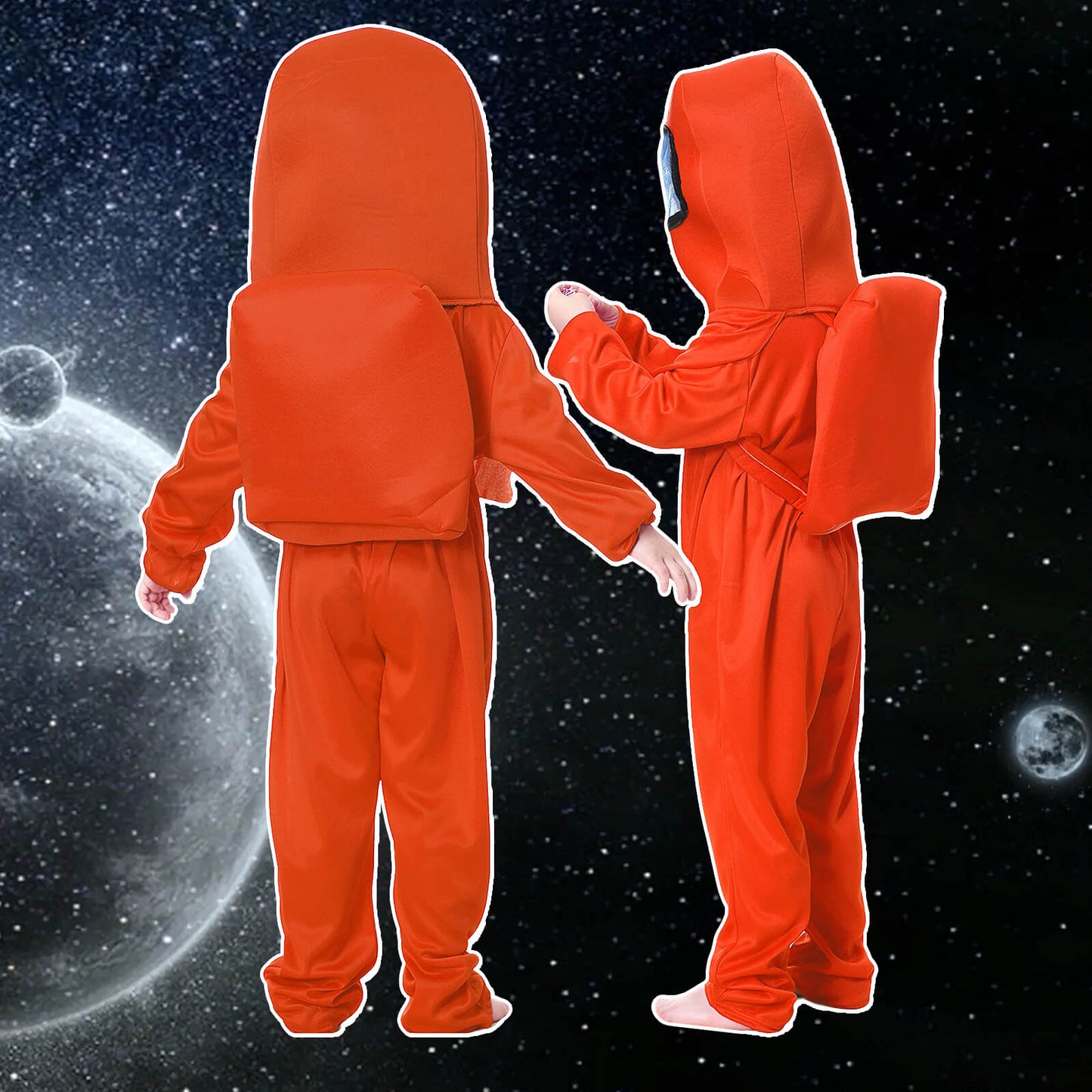 Kids Astronaut Costume Game Space Suit Jumpsuit Backpack and Helmet 3pcs Cosplay Outfit for Boys Girls Aged 3-12