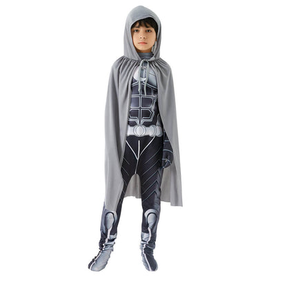 Kids Moon Knight Cosplay Outfit Jumpsuit Cloak 2pcs Costume for Halloween Carnival (4-8 Years)