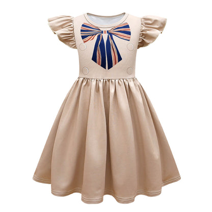 Kids M3GAN Dress Short Sleeve M3GAN Costume Wig Horror Doll Cosplay Costume for Girls