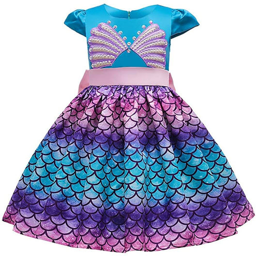 Kids Mermaid Dress Princess Ariel Cosplay Costume Summer Party Fairy Costume 3-11 Years