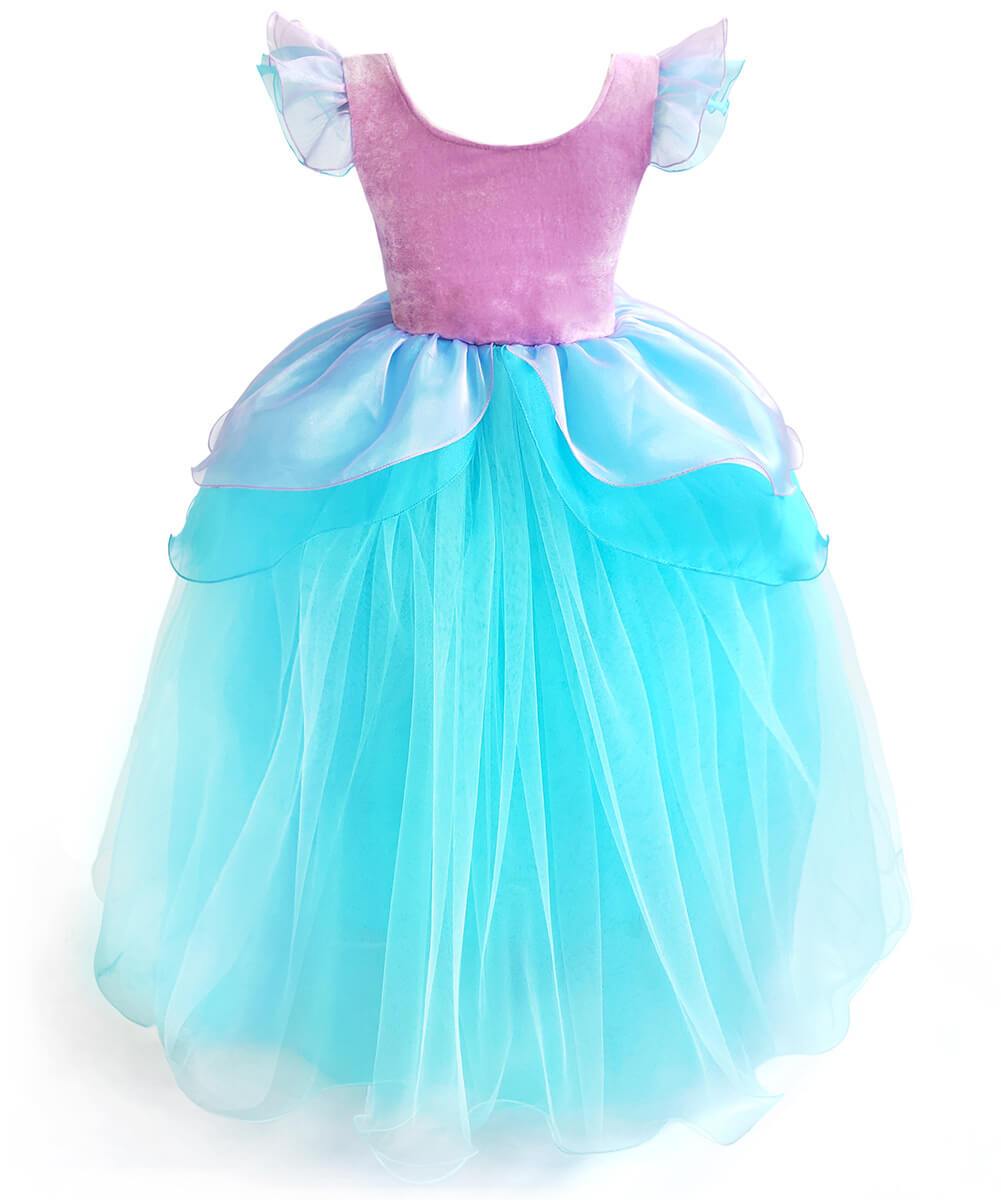 Girls Mermaid Princess Dress With Shiny Sequin Birthday Party Holiday Costume For Age 3-10