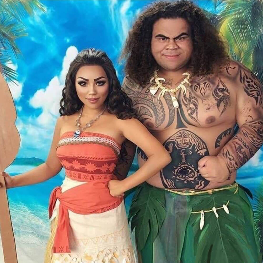 Moana Costume Adult and Kids Polynesian Princess Cosplay Dress with Necklace