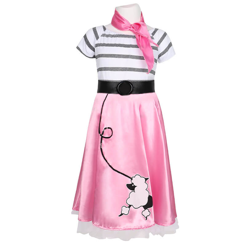 Poodle Skirts for Girls 50s Costumes Kids Sockhop Outfit Poodle Dress for Halloween Carnival