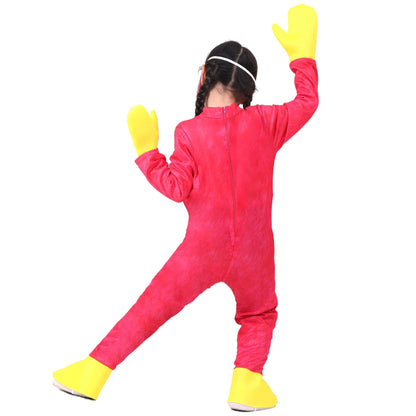 Kids Huggy Wuggy Cosplay Jumpsuit with Mask Gloves Poppy Playtime Costume Full Set