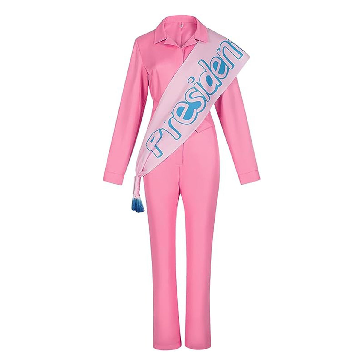 Pink Jumpsuit Kids Adults Movie Costume Button Down Lapel Belted Cosplay Outfit