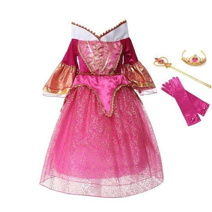 Princess Aurora Dress Girls Fairy Tale Cosplay Dress Halloween Cosplay Costume