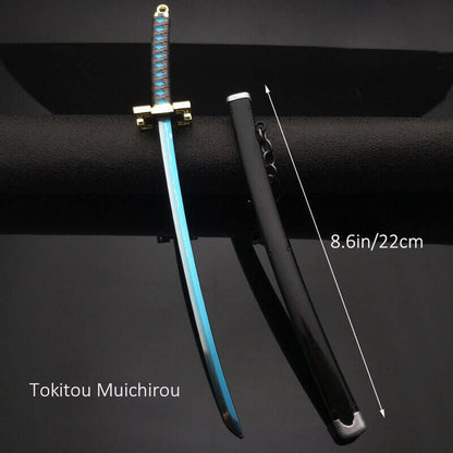 8.6" Anime Sword Tanjiro Zenitsu Cosplay Props With Sheath Keychain