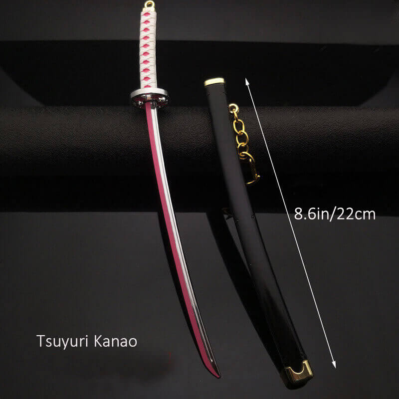 8.6" Anime Sword Tanjiro Zenitsu Cosplay Props With Sheath Keychain