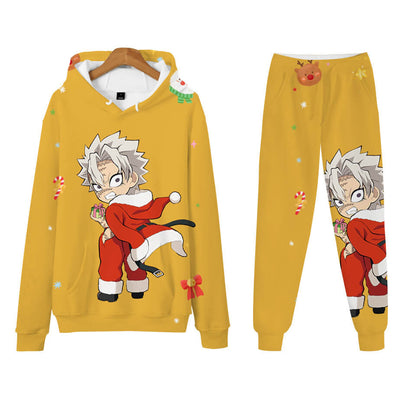 Adult Nezuko Tanjiro Christmas Hoodie and Pants Set Unisex Winter Thick Costume