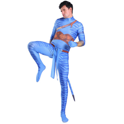 Neytiri/Jake Sully Blue Costume Halloween Cosplay Jumpsuit and Accessory for Role Play