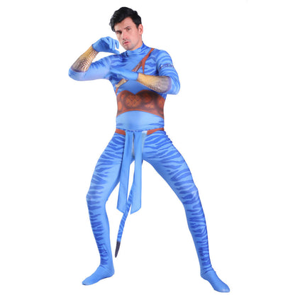 Neytiri/Jake Sully Blue Costume Halloween Cosplay Jumpsuit and Accessory for Role Play