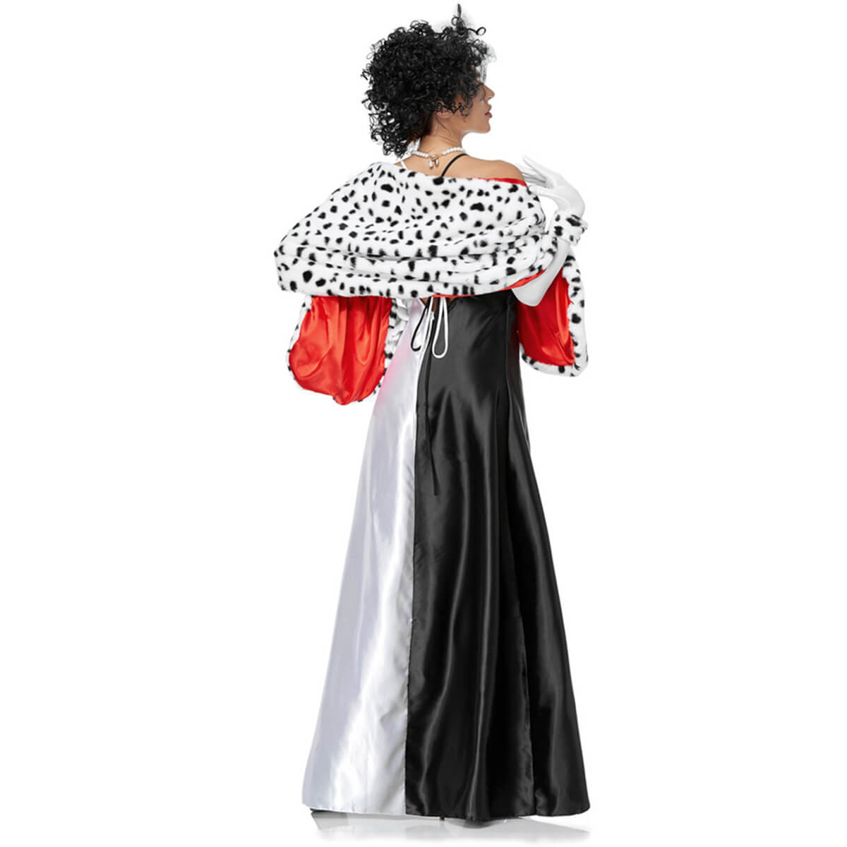 Adult Devil Costume Sexy Slip Dress Women High Split Maxi Dresses Dress with Cloak Gloves and Wig
