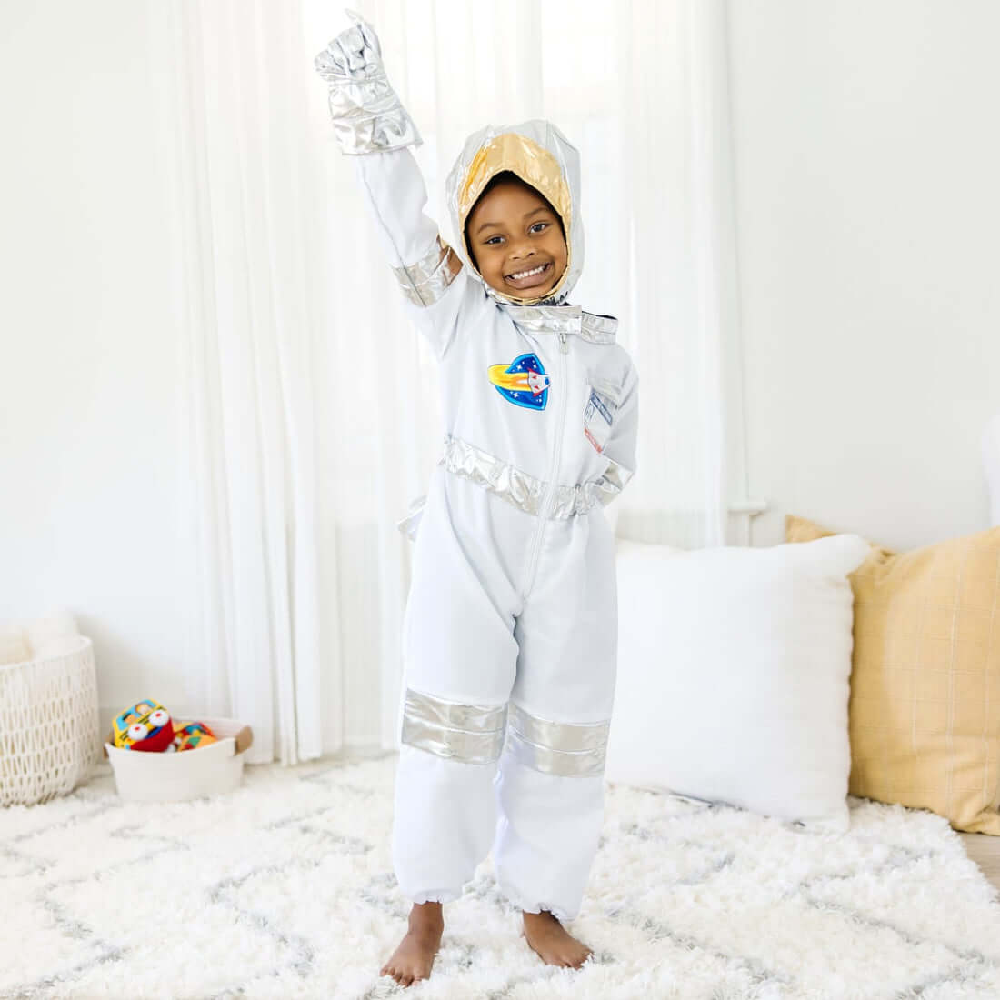 Kids Astronaut Costume Space Suit and Space Helmet 4pcs Set Boys Girls Pretend Astronaut Outfit