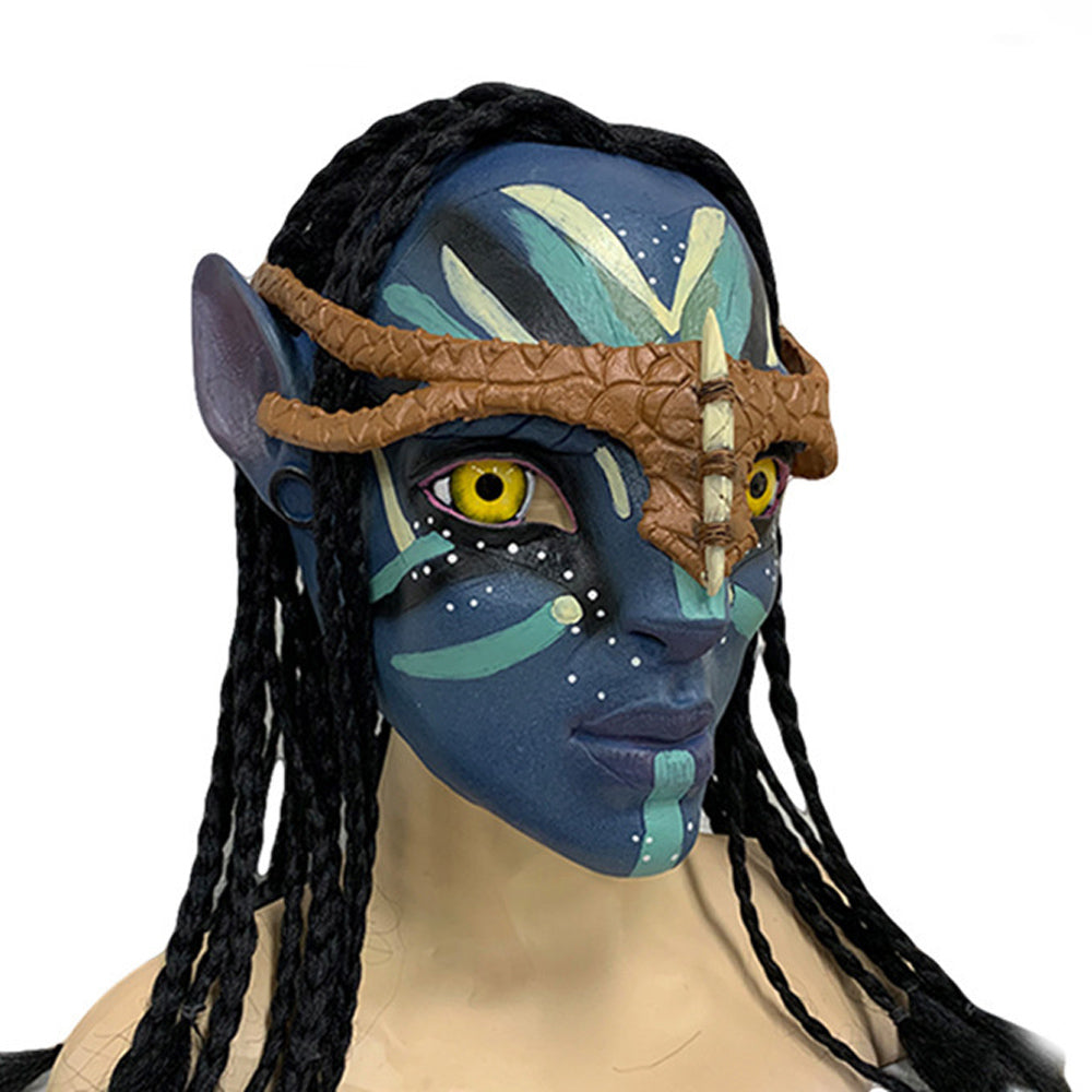 Neytiri and Jake Sully Helmet Latex Mask with Wig Halloween Men/ Women Cosplay Prop