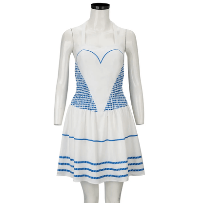 Barbara Retro Blue Outfit Halter Neck Costume Dress and Hairband