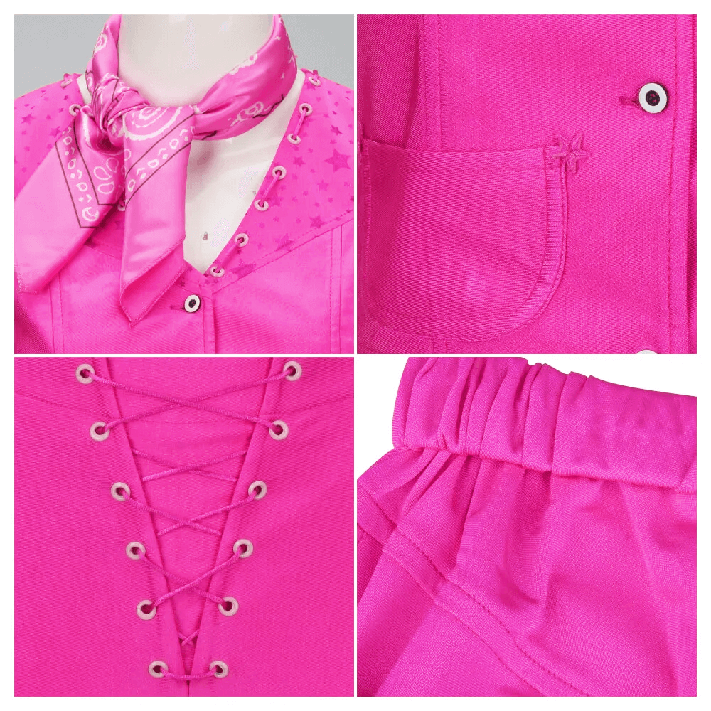 Women Long Sleeve Cowgirl Costume Hot Pink Western Outfit 70s 80s Disco Outfits