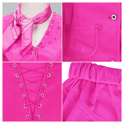 Women Long Sleeve Cowgirl Costume Hot Pink Western Outfit 70s 80s Disco Outfits