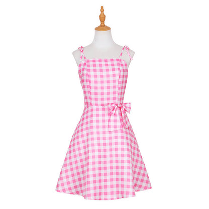 Pink Plaid Dress with Jewelry 2023 Live Action Cosplay Dress Up for Girls and Adults