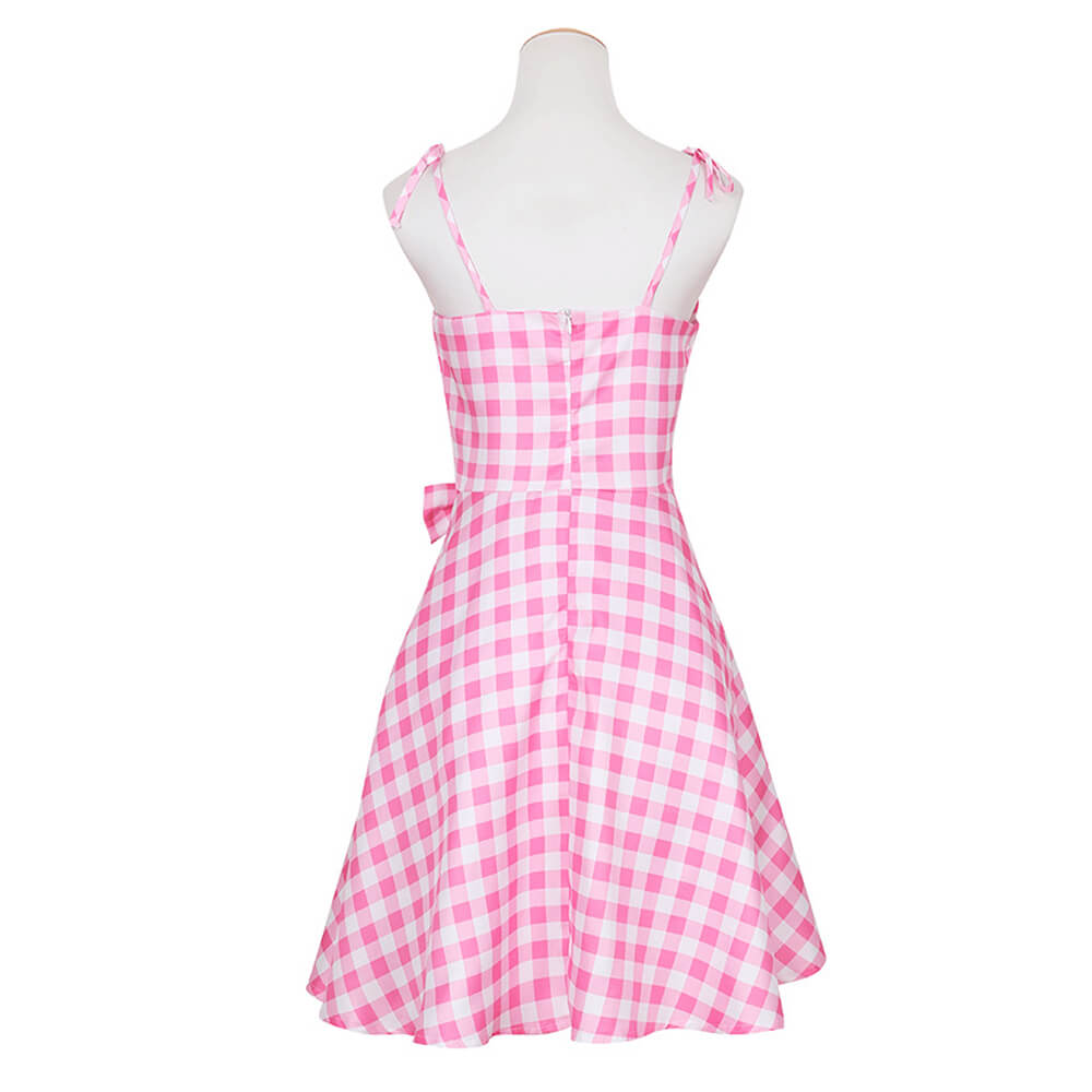 Pink Plaid Dress with Jewelry 2023 Live Action Cosplay Dress Up for Girls and Adults