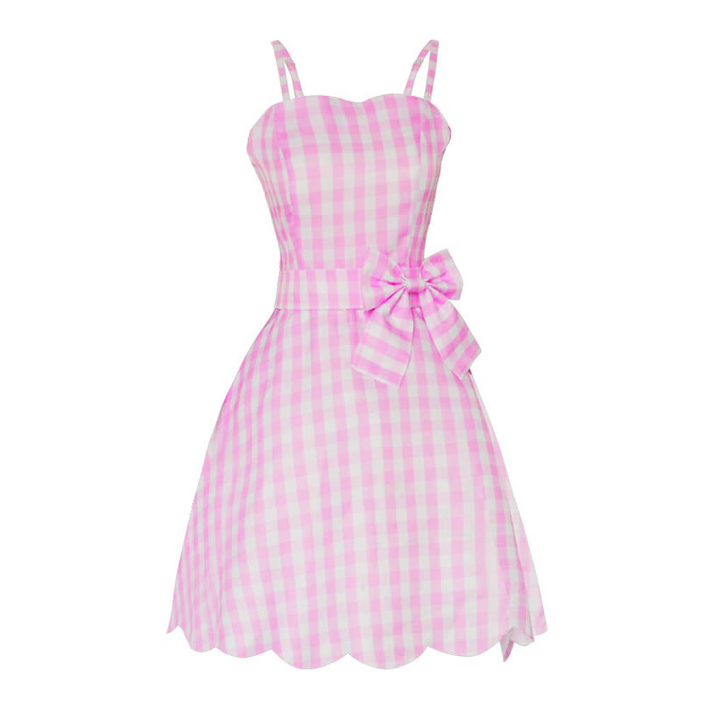 Pink Plaid Dress with Jewelry 2023 Live Action Cosplay Dress Up for Girls and Adults