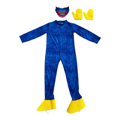 Kids Huggy Wuggy Cosplay Jumpsuit with Mask Gloves Poppy Playtime Costume Full Set