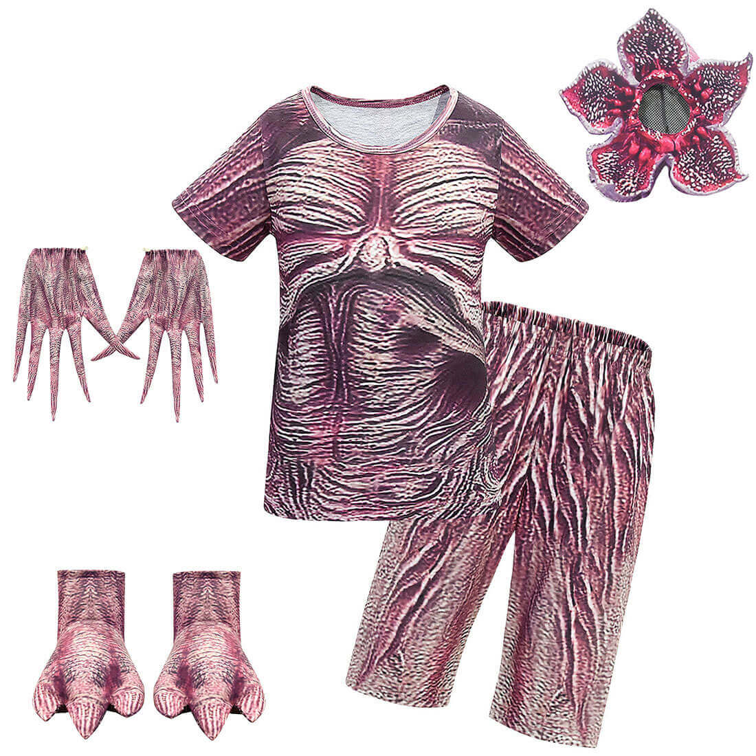 Kids Halloween Cosplay Monster Jumpsuit Bodysuit Piranha Set