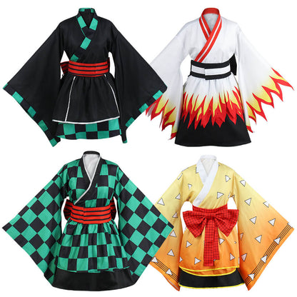 Adult Tanjiro Cosplay Full Set Zenitsu Rengoku Kyoujurou Kimono Suit Halloween Costume