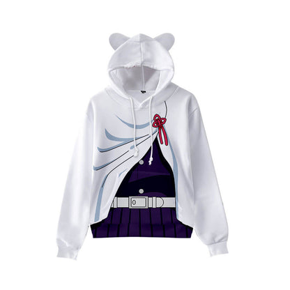 Kids Tanjiro Hoodie Nezuko Sweatshirt with Cat Ears Shinobu Kyojuro Kanao Zenitsu Giyu Costume for Boys and Girls