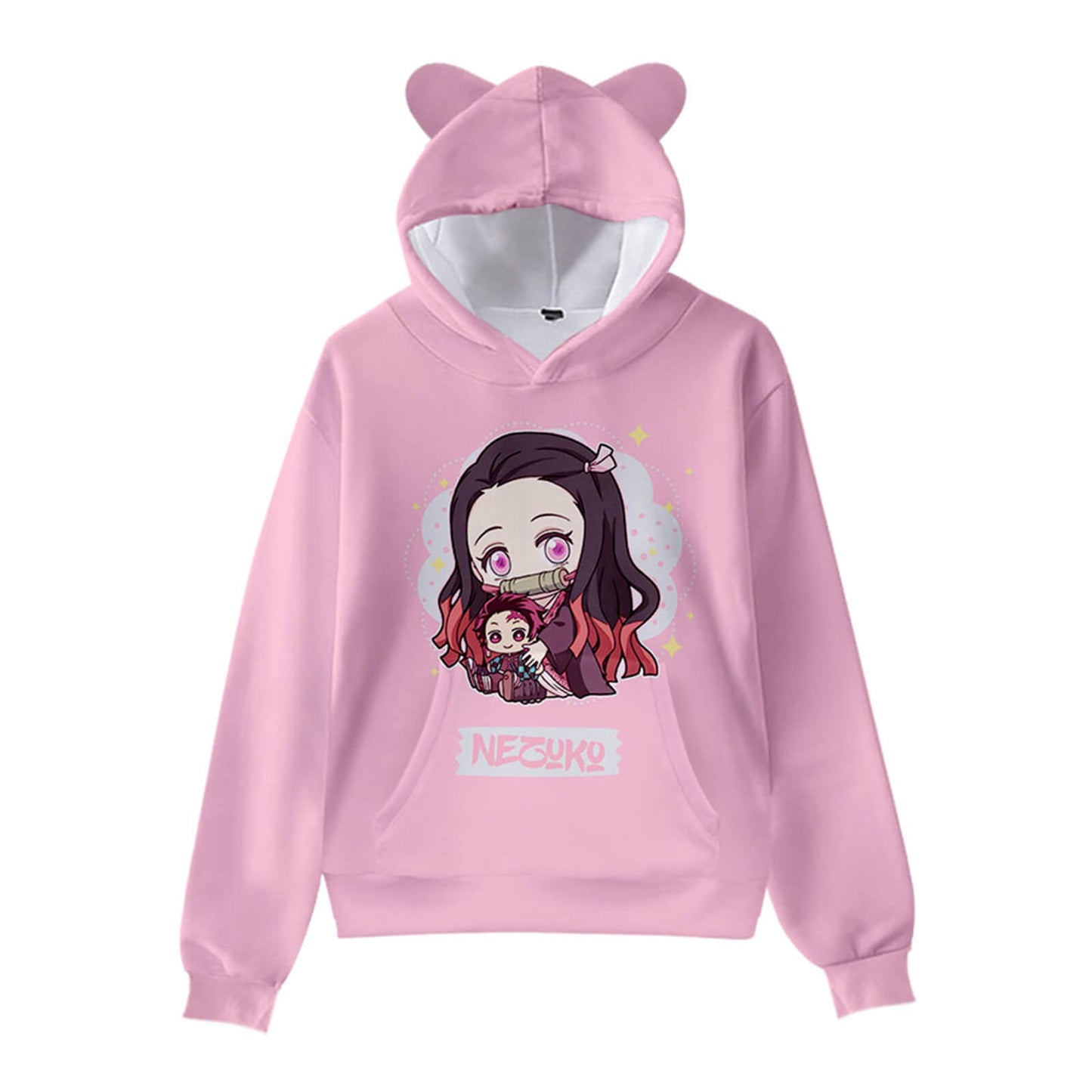 Kids Cat Ear Hoodies Anime 3D printing Tanjiro Nezuko Giyu Cosplay Shirts