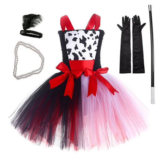 Off-shoulder Tutu Dress Halloween Cosplay Dress with Props Full Set