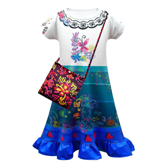 Mirabel Short Sleeve Dress with Bag Isabela Family Madrigal Girls Magical Costumes