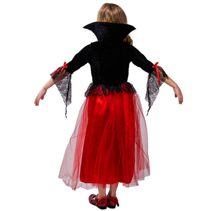 Girls Vampire Costume Red Black Dress Halloween Masquerade Party Scary Performance Cosplay Costumes