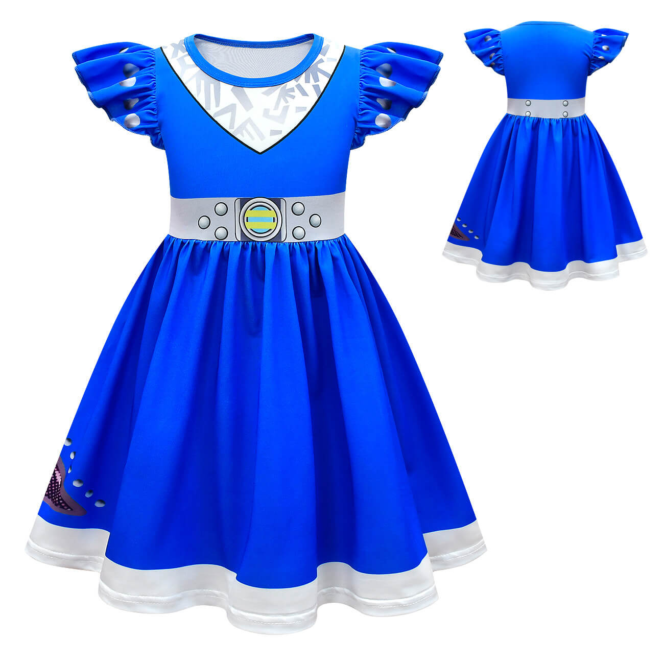 Girls A-Li Aliens Dress Halloween Cosplay Blue Butterly Dress Optional Bag