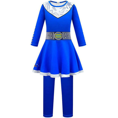 Girls A-Li Aliens Costume Halloween Cosplay A-Li Dress Faux Twinset Leggings With Bag