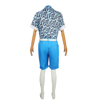 Ken Blue Shirt Shorts Outfit Leopard Print Combo Blue Hawaii Shirt and Beach Shorts