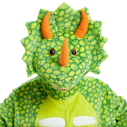 Family Matching Dinosaur Costume Triceratops Hooded Outfit Furry Dinosaur Onesie for Adults Kids