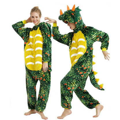 Family Matching Dinosaur Costume Triceratops Hooded Outfit Furry Dinosaur Onesie for Adults Kids