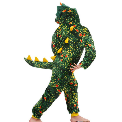 Family Matching Dinosaur Costume Triceratops Hooded Outfit Furry Dinosaur Onesie for Adults Kids