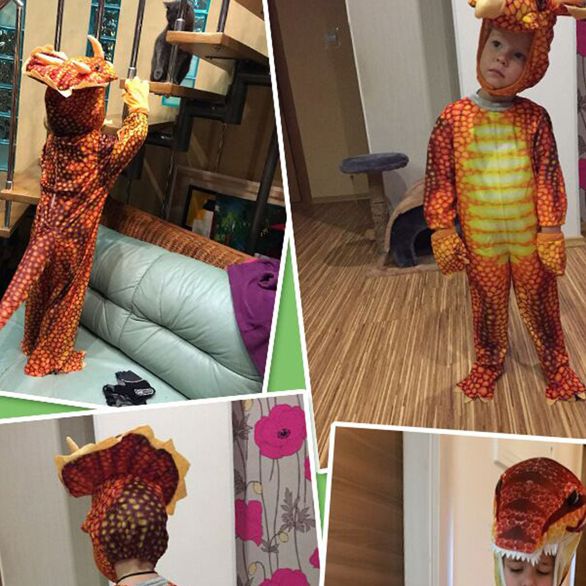 Kids Triceratops Costume Jurassic Tyrannosaurus Rex Dress Fancy Dinosaur Outfit for Halloween Party