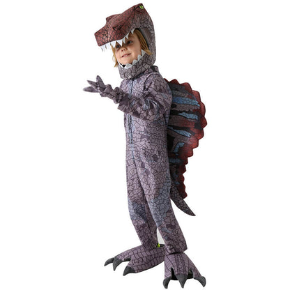 Kids Dinosaur Costume Spinosaurus Onesie Helmet Gloves and Foot Covers 4pcs Set Realistic Dino Outfit for Halloween Party